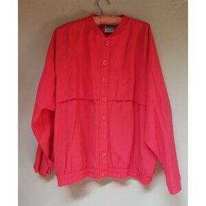 Elaine Benedict Womens Large Button Down Top Long Sleeves Elastic Hem Pink
